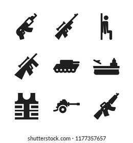 armed icon. 9 armed vector icons set. sniper, rifle and squad icons for web and design about armed theme