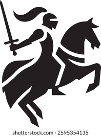 Armed knight on horse with sword