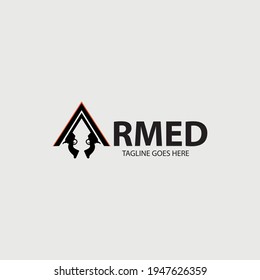Armed logo. Gun shop icon. Letter A icon. Vector illustration