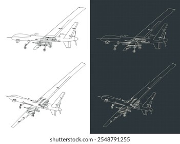 Planos de aviones armados de múltiples misiones, de larga resistencia y pilotados a distancia