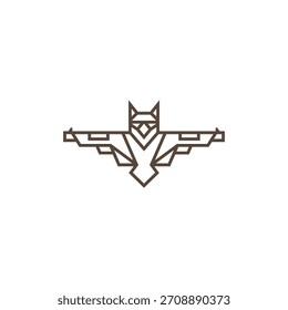 Bewaffnete Eule Logo-Design auf weißem Hintergrund.