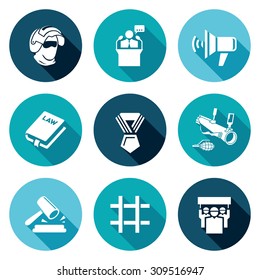 Armed revolution Icons Set. Vector Illustration. Isolated Flat Icons collection on a color background for design