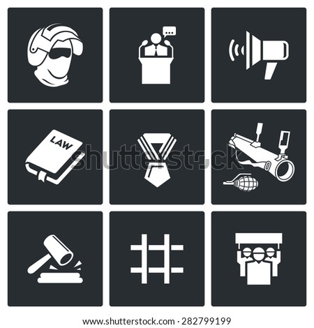 Armed revolution icons. Vector Illustration.