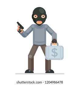 Armed Robbery Stole Money Suitcase Evil Stock Vector (Royalty Free ...