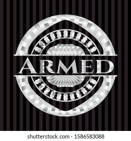 Armed silvery emblem. Vector Illustration. Mosaic.