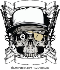 armed skull hero design