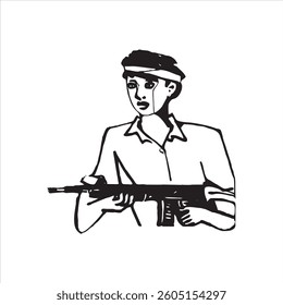 Armed soldier with rifle war zone illustration vector
