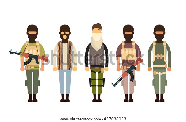 武装テロ集団テロのコンセプトのフラットベクターイラスト のベクター画像素材 ロイヤリティフリー