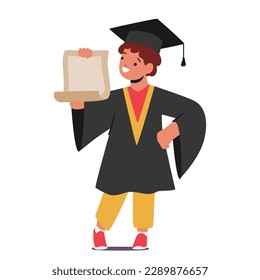 Armed With Their Degree, The Graduate Kid Character Sets Out On A New Journey, Ready To Tackle The World And Pursue Their Dreams Isolated On White Background Cartoon People Vector Illustration