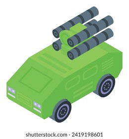Armed Vehikel Symbol isometrische Vektorgrafik. Verteidigungswagen. Kriegsmaschine