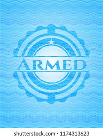 Armed water wave representation emblem.