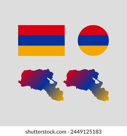 Armenia 1918 national map and flag vectors set....