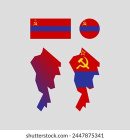 Armenia 1952 national map and flag vectors set.... svg