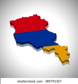 Armenia - 3D map and flag
