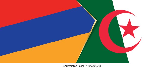 Armenia and Algeria flags, two vector flags symbol of relationship or confrontation.