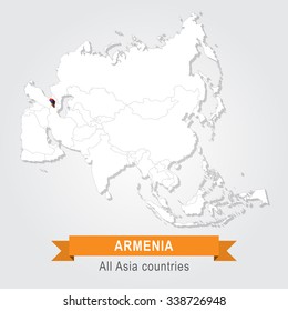 Armenia. All the countries of Asia. Flag version.