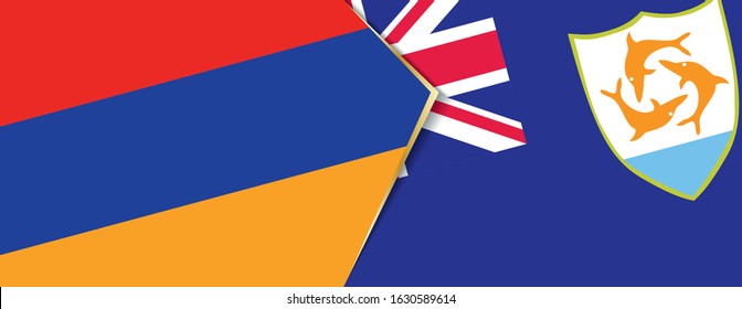 Armenia and Anguilla flags, two vector flags symbol of relationship or confrontation.