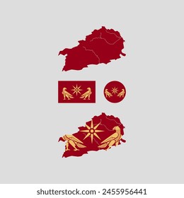 Armenia Artaxiad kingdom 189 BC national map and flag vectors set....