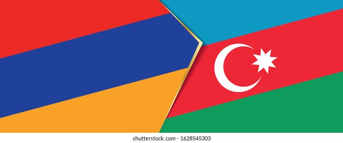 Armenia and Azerbaijan flags, two vector flags symbol of relationship or confrontation.