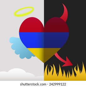 Armenia background of a heart half demon half angel
