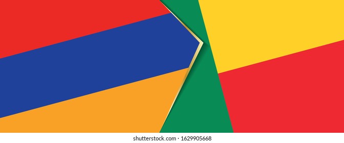 Armenia and Benin flags, two vector flags symbol of relationship or confrontation.