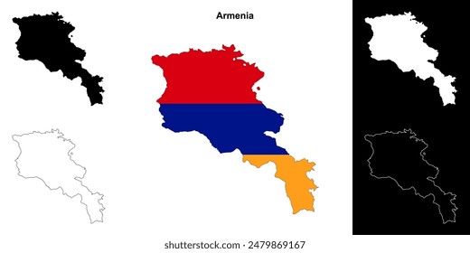 Armenia conjunto de mapas esquemáticos en blanco