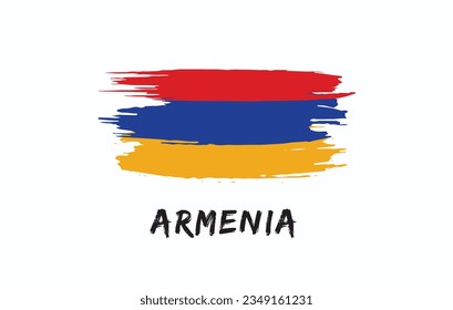 Armenia brush painted national country flag Painted texture white background National day or Independence day design for celebration Vector illustration