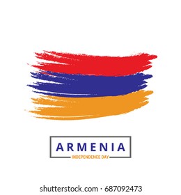 Armenia Brush Stroke Flag with Independence Day Lettering