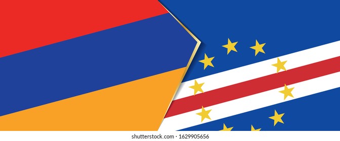 Armenia and Cape Verde flags, two vector flags symbol of relationship or confrontation.
