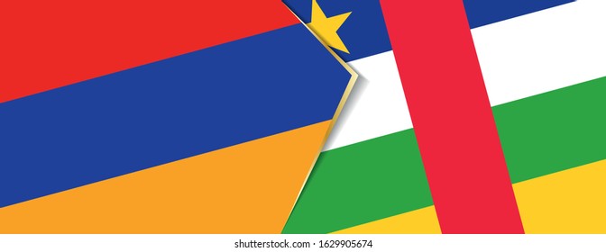 Armenia and Central African Republic flags, two vector flags symbol of relationship or confrontation.