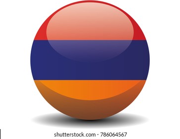 Armenia circle button flag background texture. Vector illustration.