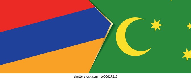 Armenia and Cocos Islands flags, two vector flags symbol of relationship or confrontation.