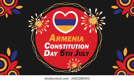 Armenien Verfassung Tag Vektorgrafik Banner Design mit geometrischen Formen und lebhaften Farben auf einem Horizontalen Hintergrund. Happy Armenia Constitution Day modernes Minimalposter.