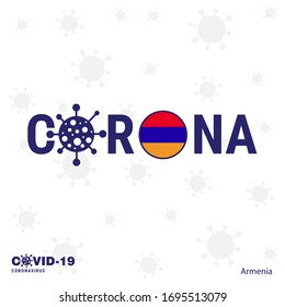 Armenia Coronavirus Typography. COVID-19 country banner. Stay home, Stay Healthy. Take care of your own health