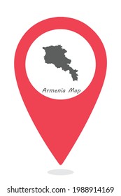 Armenia Country Map in Location Icon .