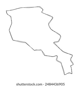 Armenia country simplified map.Thin triple pencil sketch outline isolated on white background. Simple vector icon