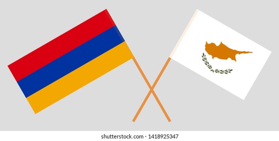 Armenia and Cyprus. Crossed Armenian and Cyprian flags