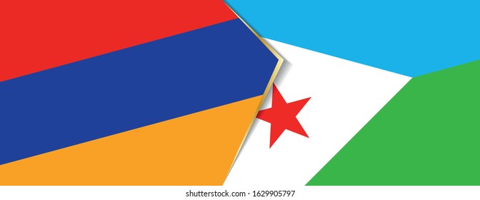 Armenia and Djibouti flags, two vector flags symbol of relationship or confrontation.