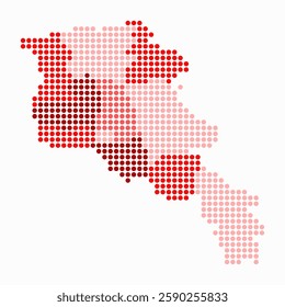 Armenia dotted map. Digital style map of the country on white background. Armenia shape with circle dots. Colored dots style. Large size circles. Artistic vector illustration.