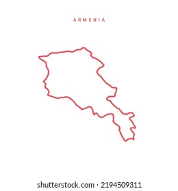 Armenia editable outline map. Armenian red border. Country name. Adjust line weight. Change to any color. Vector illustration.