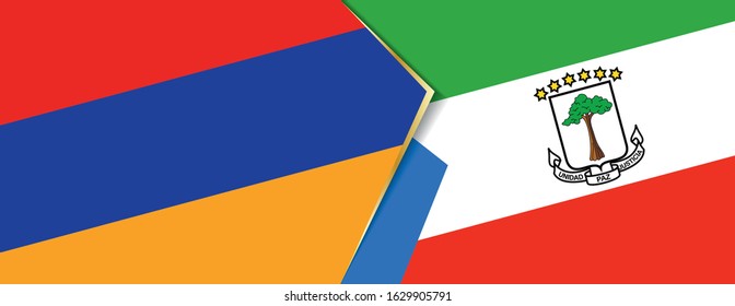 Armenia and Equatorial Guinea flags, two vector flags symbol of relationship or confrontation.
