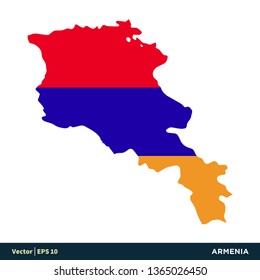 Armenia - Europe Countries Map and Flag Vector Icon Template Illustration Design. Vector EPS 10.