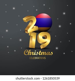 Armenia Flag 2019 Merry Christmas Typography. New Year Abstract Celebration background