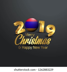 Armenia Flag 2019 Merry Christmas Typography. New Year Abstract Celebration background