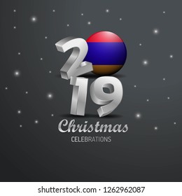 Armenia Flag 2019 Merry Christmas Typography. New Year Abstract Celebration background