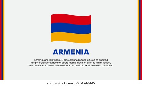 Plantilla de diseño de fondo de resumen de bandera de Armenia. Banner del Día de la Independencia de Armenia: Ilustración de vectores de medios sociales. Caricatura de Armenia
