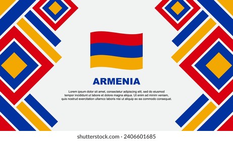 Plantilla de diseño de fondo de resumen de bandera de Armenia. Ilustración de vectores de papel tapiz del Día de la Independencia de Armenia. Armenia