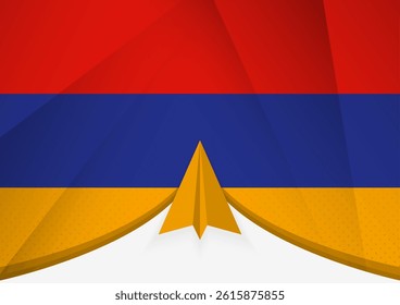 Armenia Flag with Abstract Paper Airplane Design, National Flag in a geometric folded paper style. Vector illustration.