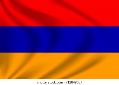 Armenia flag background with cloth texture. Armenia Flag vector illustration.
