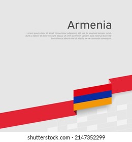 Armenia flag background. State armenian patriotic banner, cover. Ribbon color flag of armenia on a white background. National poster. Vector tricolor flat design